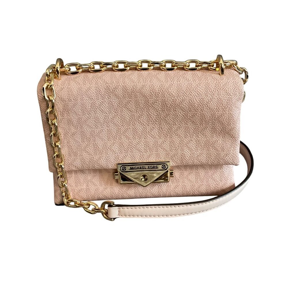 Michael Kors Cece Small Logo Shoulder Bag DK Powder Blush Leather & Gold Chain